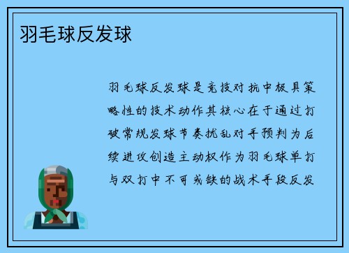 羽毛球反发球